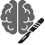 Brain and surgical knife icon