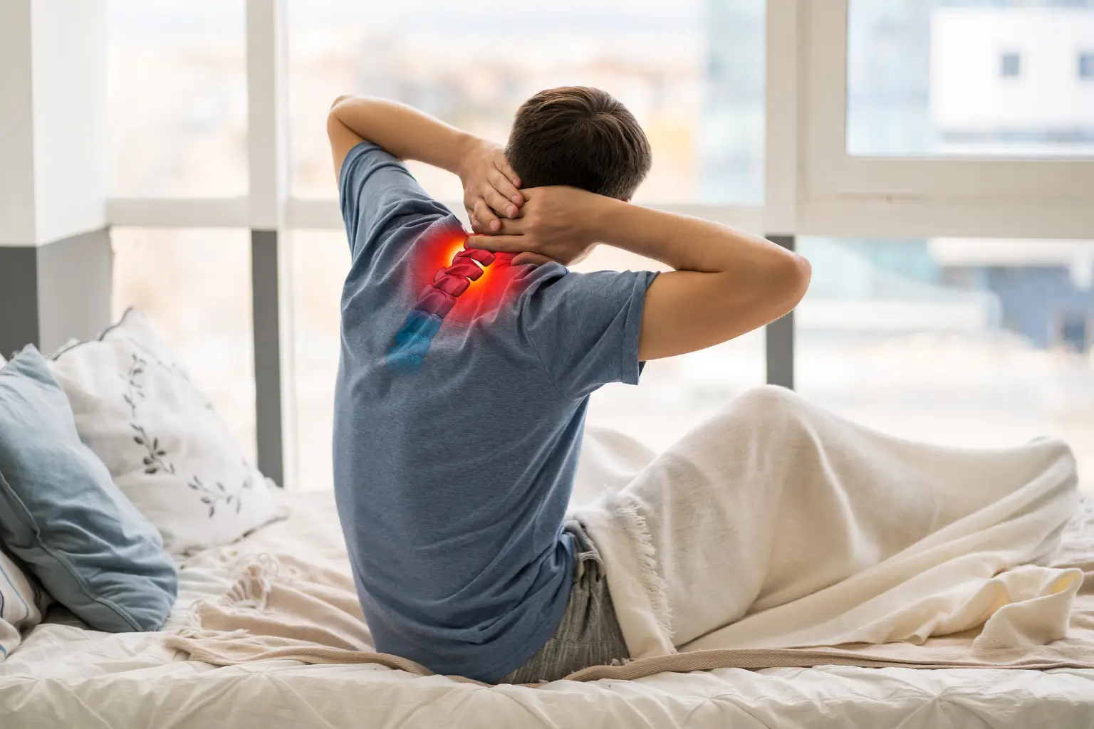Man experiencing neck pain